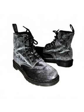 Dr. Martens 1460 Brocade Silver Combat Boots Size 7 US